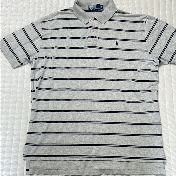 Men’s Polo by Ralph Lauren Gray Striped Shirt - Size Large - Picture 1 of 5